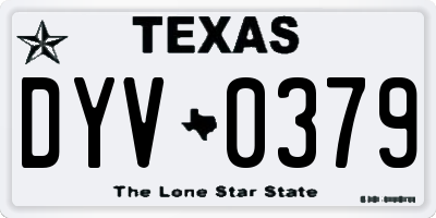 TX license plate DYV0379