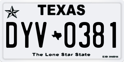 TX license plate DYV0381