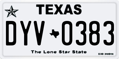 TX license plate DYV0383