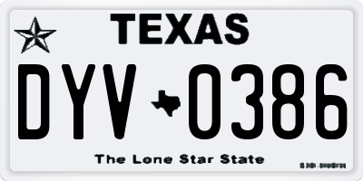 TX license plate DYV0386