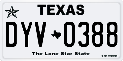 TX license plate DYV0388