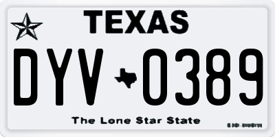 TX license plate DYV0389