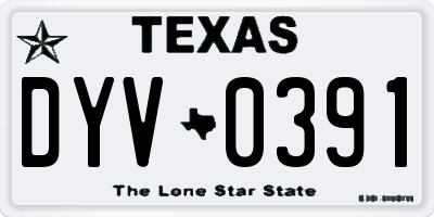 TX license plate DYV0391