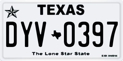 TX license plate DYV0397