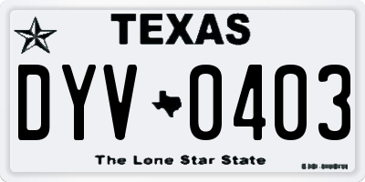 TX license plate DYV0403