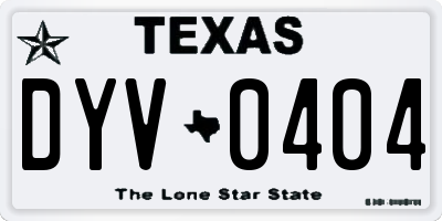TX license plate DYV0404