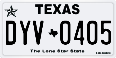 TX license plate DYV0405