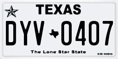 TX license plate DYV0407