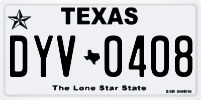 TX license plate DYV0408