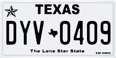TX license plate DYV0409
