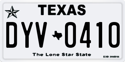 TX license plate DYV0410