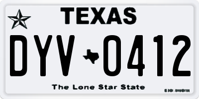 TX license plate DYV0412