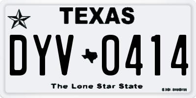 TX license plate DYV0414