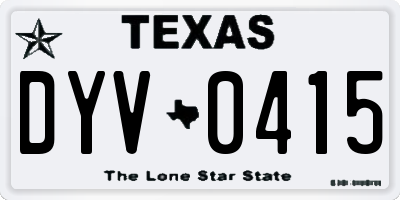TX license plate DYV0415