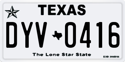 TX license plate DYV0416