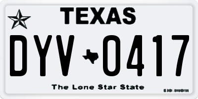 TX license plate DYV0417