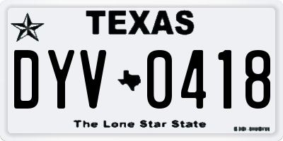 TX license plate DYV0418