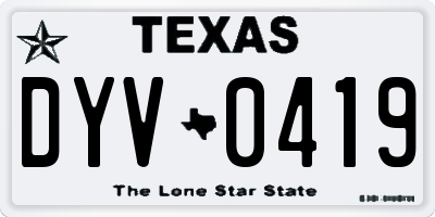 TX license plate DYV0419