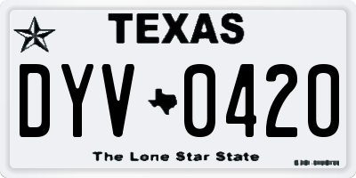 TX license plate DYV0420