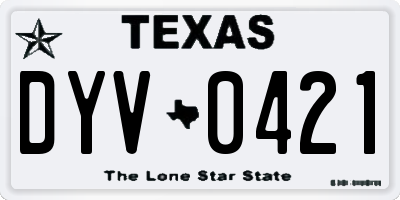 TX license plate DYV0421