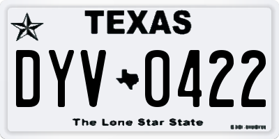 TX license plate DYV0422