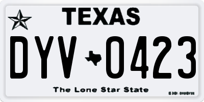 TX license plate DYV0423