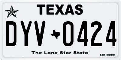 TX license plate DYV0424