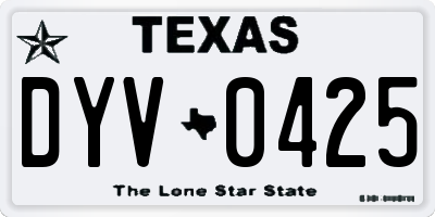 TX license plate DYV0425