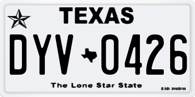 TX license plate DYV0426
