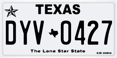 TX license plate DYV0427