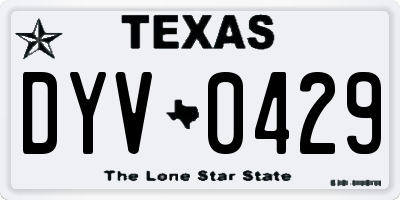 TX license plate DYV0429