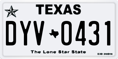 TX license plate DYV0431