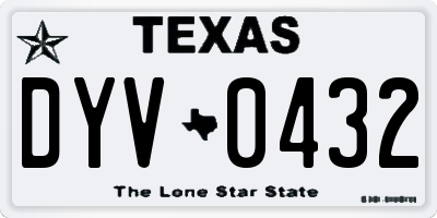 TX license plate DYV0432