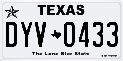 TX license plate DYV0433