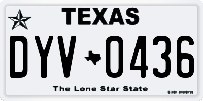 TX license plate DYV0436