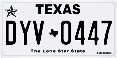 TX license plate DYV0447