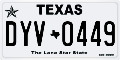 TX license plate DYV0449