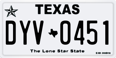 TX license plate DYV0451