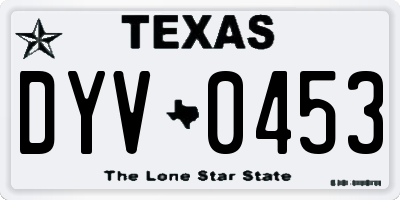 TX license plate DYV0453