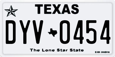 TX license plate DYV0454