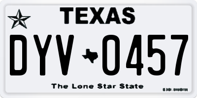 TX license plate DYV0457
