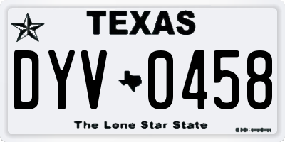TX license plate DYV0458