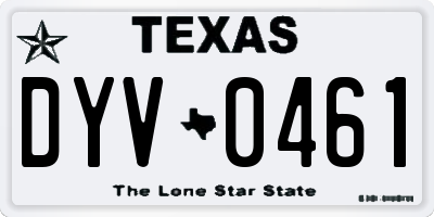 TX license plate DYV0461