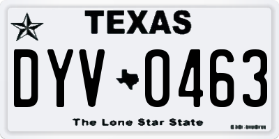 TX license plate DYV0463