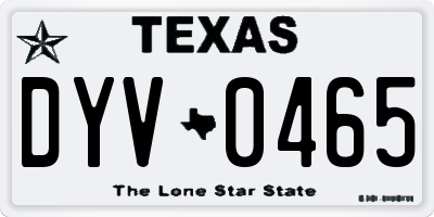 TX license plate DYV0465