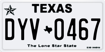 TX license plate DYV0467