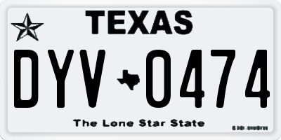 TX license plate DYV0474