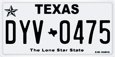 TX license plate DYV0475