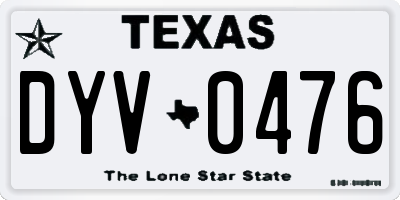 TX license plate DYV0476