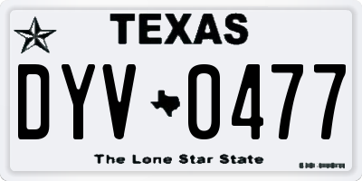 TX license plate DYV0477